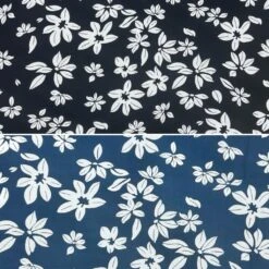 Floral Viscose Challis Fabric - Scattered White Flowers - 142cm Wide