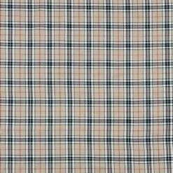 Beige and Black Checkered Poly Viscose Tartan Fabric for Dressmaking