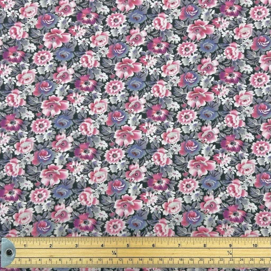 Pink and Purple Floral Crepe Fabric - Lightweight Polyester Dressmaking Material 2 Pink and Purple Floral Crepe Fabric - Lightweight Polyester Dressmaking Material - Image 2