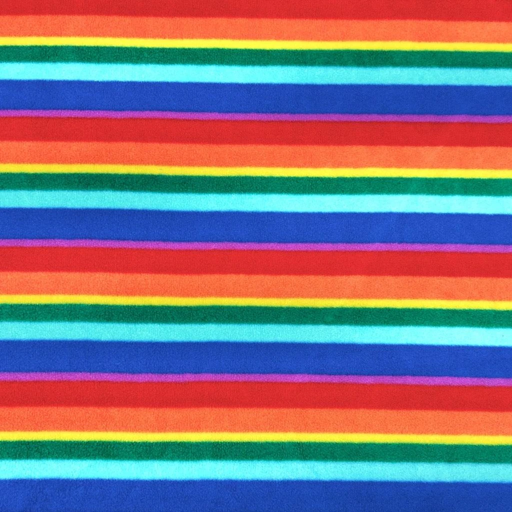 Rainbow Stripe Anti-Pill Polar Fleece Fabric - Soft & Durable 290gsm 1 Rainbow Stripe Anti-Pill Polar Fleece Fabric - Soft & Durable 290gsm