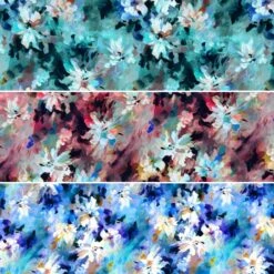 Floral Waves Viscose Poplin Fabric - Premium Digitally Printed Rayon