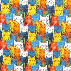 Rose & Hubble Cats Garden Cotton Poplin Fabric