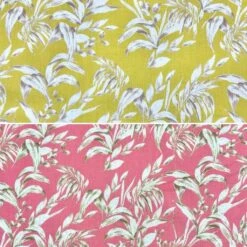 Tropical Leaves Cotton Linen Blend Fabric for Summer Dressmaking