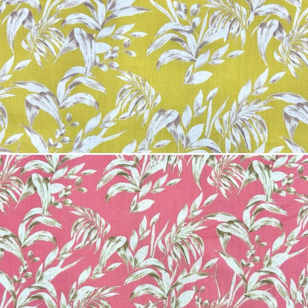 Tropical Leaves Cotton Linen Blend Fabric for Summer Dressmaking 1 Tropical Leaves Cotton Linen Blend Fabric for Summer Dressmaking