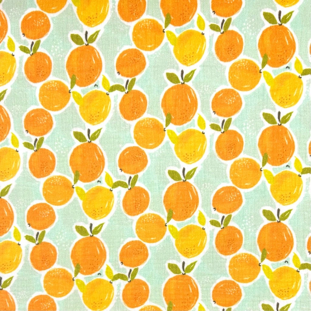 Little Johnny Orange Vine Double Gauze 100% Cotton Fabric 1 Little Johnny Orange Vine Double Gauze 100% Cotton Fabric