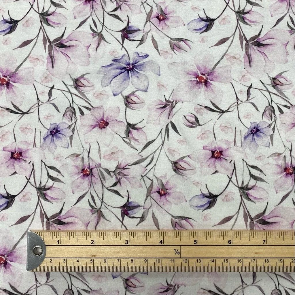 Winter Floral Organic Cotton Jersey Fabric - Soft 4-Way Stretch 2 Winter Floral Organic Cotton Jersey Fabric - Soft 4-Way Stretch - Image 2