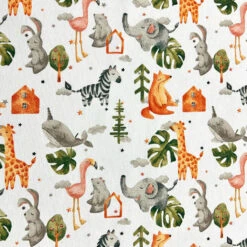 Water Resistant Outdoor Fabric - Sleeping Animals Print 129cm
