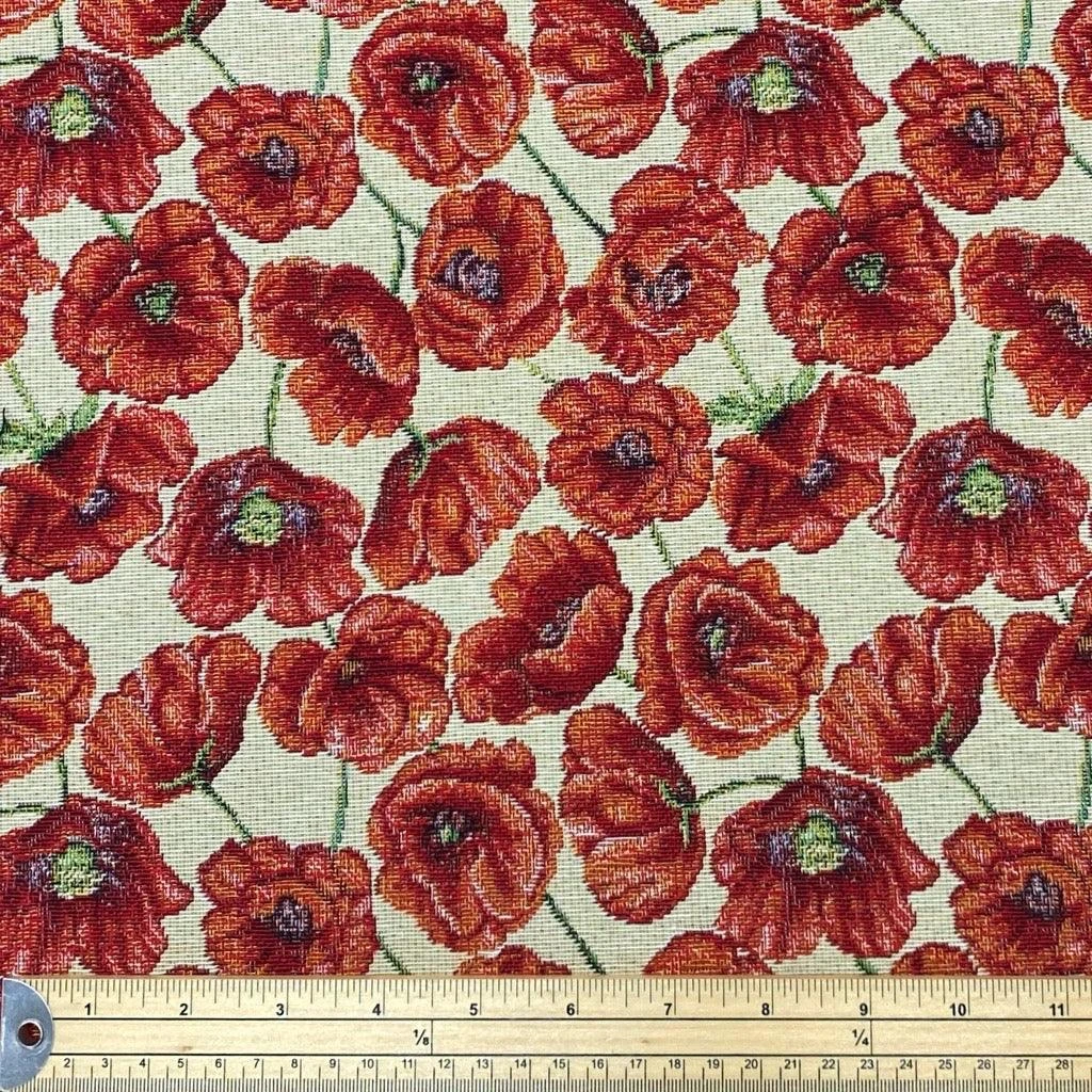Floral Poppy Tapestry Fabric - Heavyweight Upholstery and Curtain Material 2 Floral Poppy Tapestry Fabric - Heavyweight Upholstery and Curtain Material - Image 2