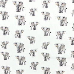 Premium Elephant Print Cotton Poplin Fabric - 100% Cotton for Dressmaking