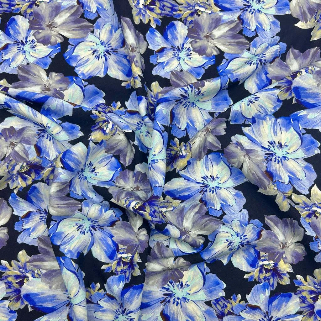 Midnight Floral Viscose Challis Fabric - Breathable Floral Rayon for Summer Dressmaking 4 Midnight Floral Viscose Challis Fabric - Breathable Floral Rayon for Summer Dressmaking - Image 4