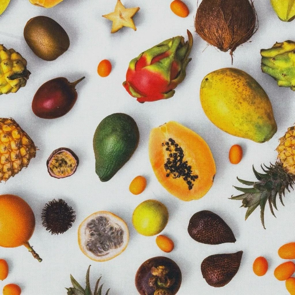 Tropical Fruit Digital Print Cotton Canvas Fabric - Oeko-Tex Certified 3 Tropical Fruit Digital Print Cotton Canvas Fabric - Oeko-Tex Certified - Image 3