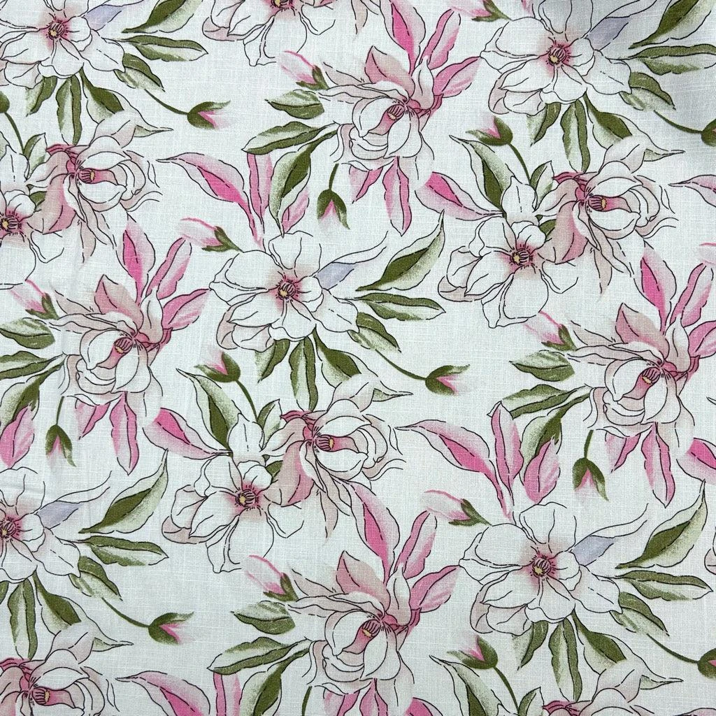 Tropical Floral Cotton Linen Blend Fabric - Premium Summer Apparel Material 5 Tropical Floral Cotton Linen Blend Fabric - Premium Summer Apparel Material - Image 5