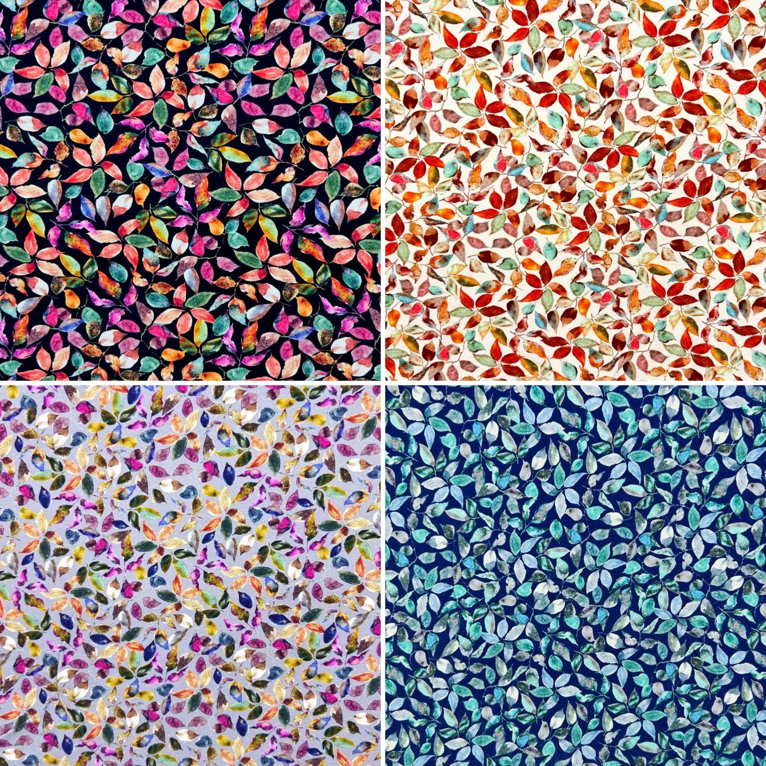 Chroma Leaves Cotton Jersey Fabric - Premium 4-Way Stretch Lycra 1 Chroma Leaves Cotton Jersey Fabric - Premium 4-Way Stretch Lycra