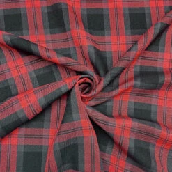 Red and Black Checkered Suiting Fabric - Professional Tailoring Material