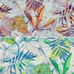 Premium Abstract Leaves Cotton Linen Blend Fabric for Summer Apparel