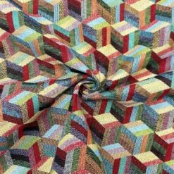 Geometric Rubik Tapestry Fabric - Heavyweight Upholstery & Curtain Material