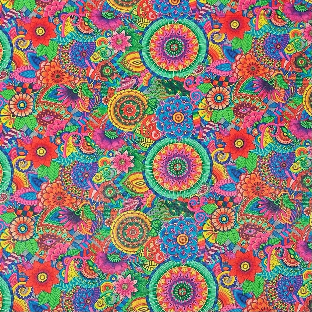 Colourful Whirl Faux Silk Fabric - Premium Lightweight Dressmaking Material 1 Colourful Whirl Faux Silk Fabric - Premium Lightweight Dressmaking Material
