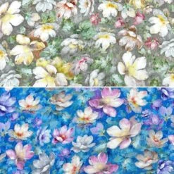 Floral Linen Viscose Fabric - Blossom Breeze 57 Inch Summer Dressmaking Material
