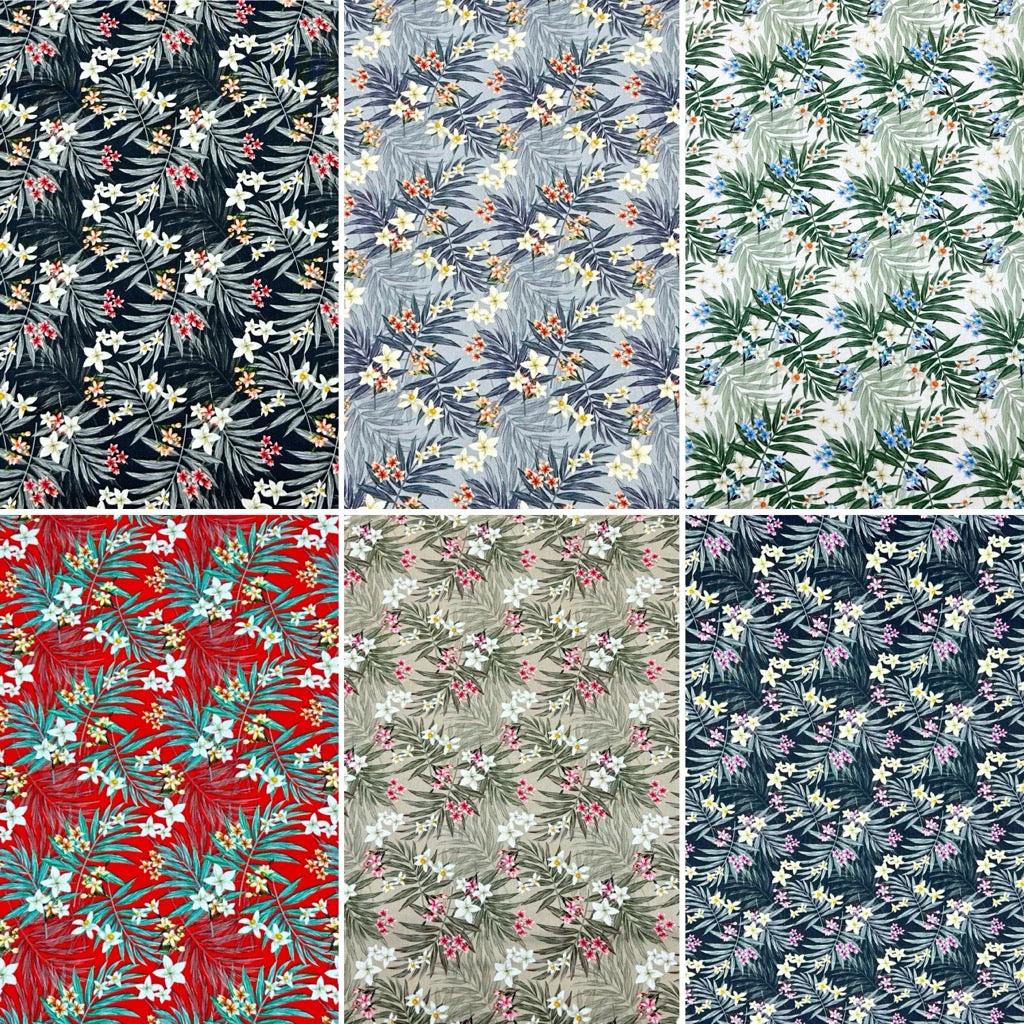 Rose & Hubble Tropical Floral Cotton Poplin Fabric 1 Rose & Hubble Tropical Floral Cotton Poplin Fabric