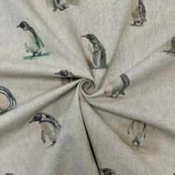 Penguins Digital Linen Look Polycotton Fabric