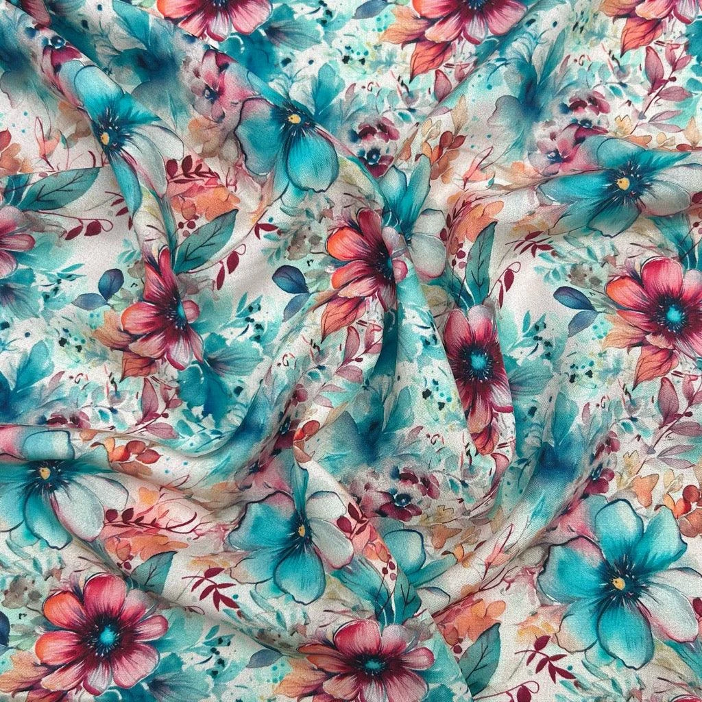 Floral Viscose Challis Fabric - Premium Breathable Summer Rayon 3 Floral Viscose Challis Fabric - Premium Breathable Summer Rayon - Image 3