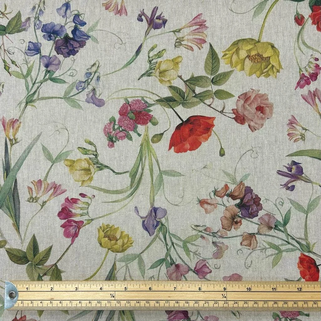 Floral Digital Linen Look Polycotton Fabric - 55" Wide Premium Material 2 Floral Digital Linen Look Polycotton Fabric - 55" Wide Premium Material - Image 2