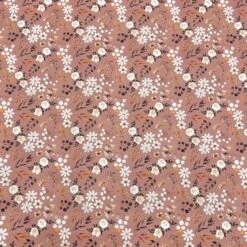 Floral Cotton Canvas Fabric - Dusky Pink Oeko-Tex Certified 100% Cotton