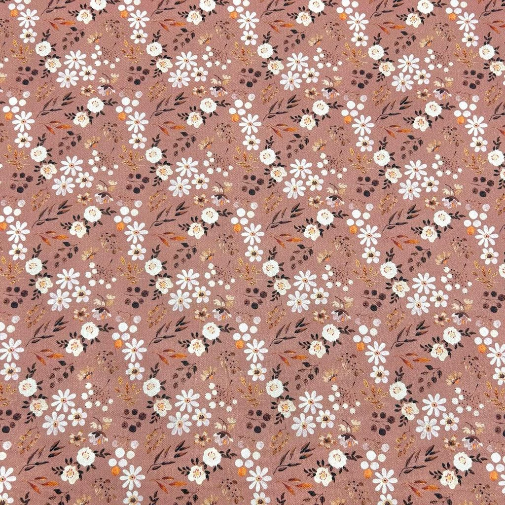 Floral Cotton Canvas Fabric - Dusky Pink Oeko-Tex Certified 100% Cotton 1 Floral Cotton Canvas Fabric - Dusky Pink Oeko-Tex Certified 100% Cotton