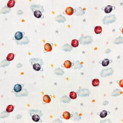 Planets Print Double Gauze Fabric - 100% Cotton Soft Muslin