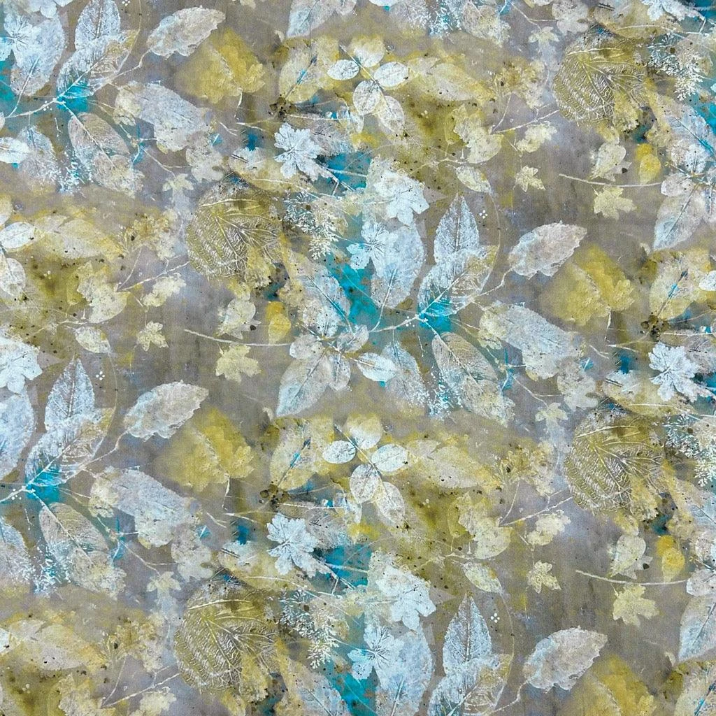 Autumn Leaves Viscose Lawn Fabric: Elegant Digital Print for Dressmaking 1 Autumn Leaves Viscose Lawn Fabric: Elegant Digital Print for Dressmaking