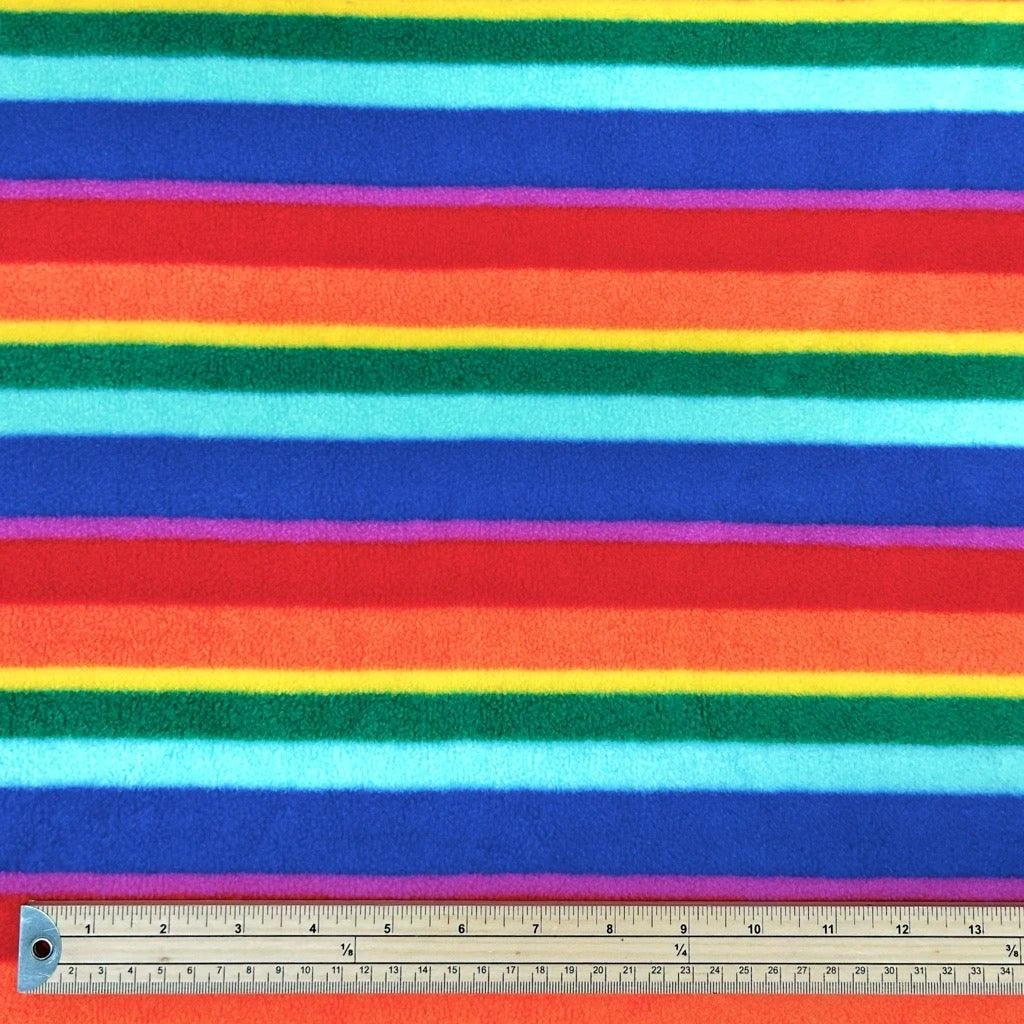 Rainbow Stripe Anti-Pill Polar Fleece Fabric - Soft & Durable 290gsm 2 Rainbow Stripe Anti-Pill Polar Fleece Fabric - Soft & Durable 290gsm - Image 2