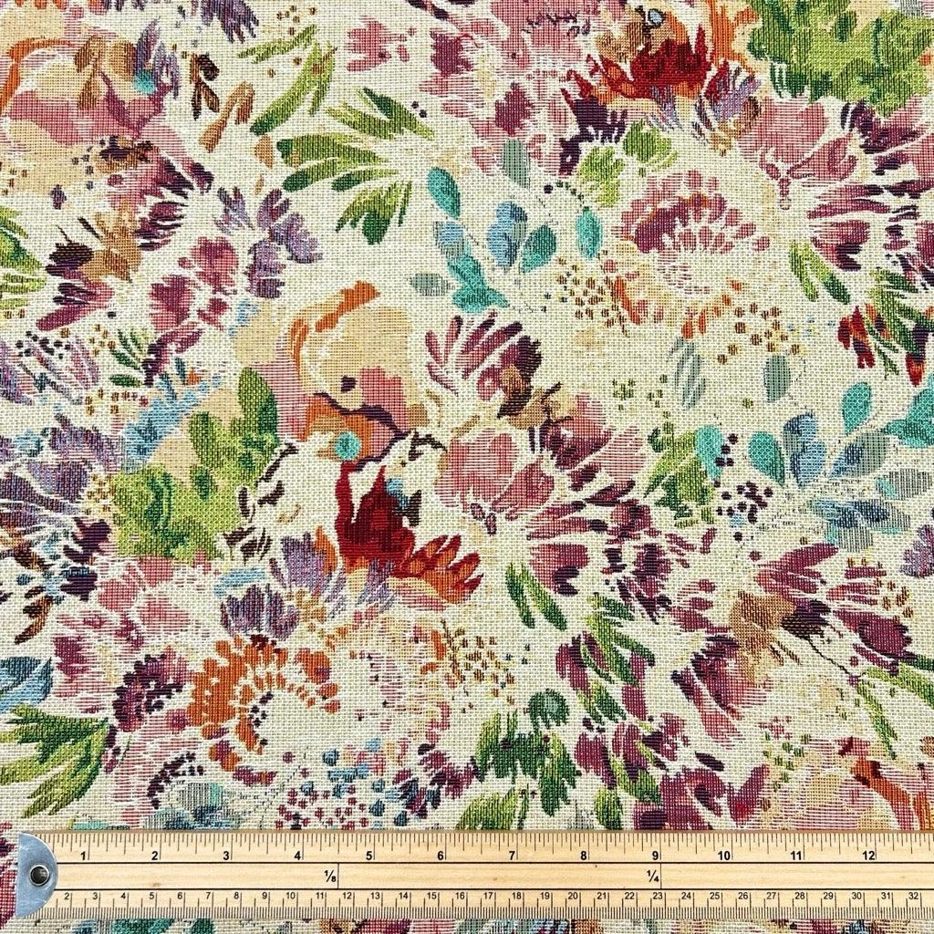Floral Painted Meadow Heavyweight Woven Tapestry Fabric 2 Floral Painted Meadow Heavyweight Woven Tapestry Fabric - Image 2