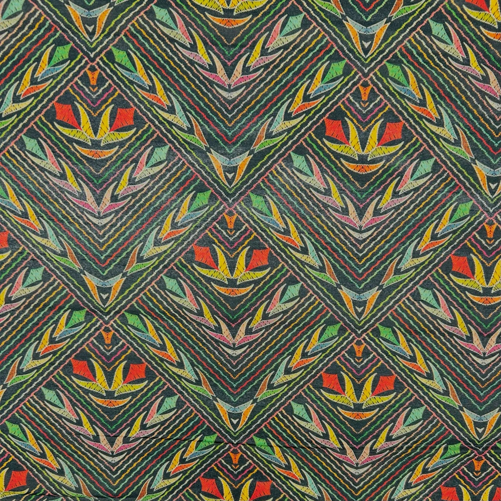 Vibrant Bright Pattern Faux Silk Fabric 1 Vibrant Bright Pattern Faux Silk Fabric