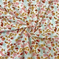 Mini Cartoon Flowers White Cotton Jersey Fabric - Premium 4-Way Stretch