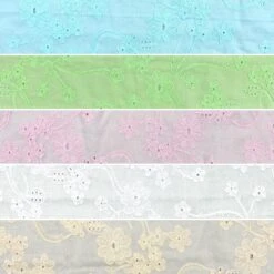 Floral Embroidered 100% Cotton Fabric - Breathable Summer Dressmaking Material