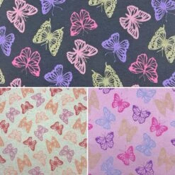 Glitter Butterfly Melange Cotton Jersey Fabric - Premium 4-Way Stretch Sewing Material
