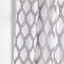 Extra Wide Checkered Embroidery Voile Fabric - Premium Sheer Curtain Netting -Pound Fabrics Sale Store Harper Lavender