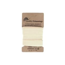 20mm Cotton Stretch Bias Binding Tape for Jersey and Elastic Fabrics (3m) -Pound Fabrics Sale Store LightBeige