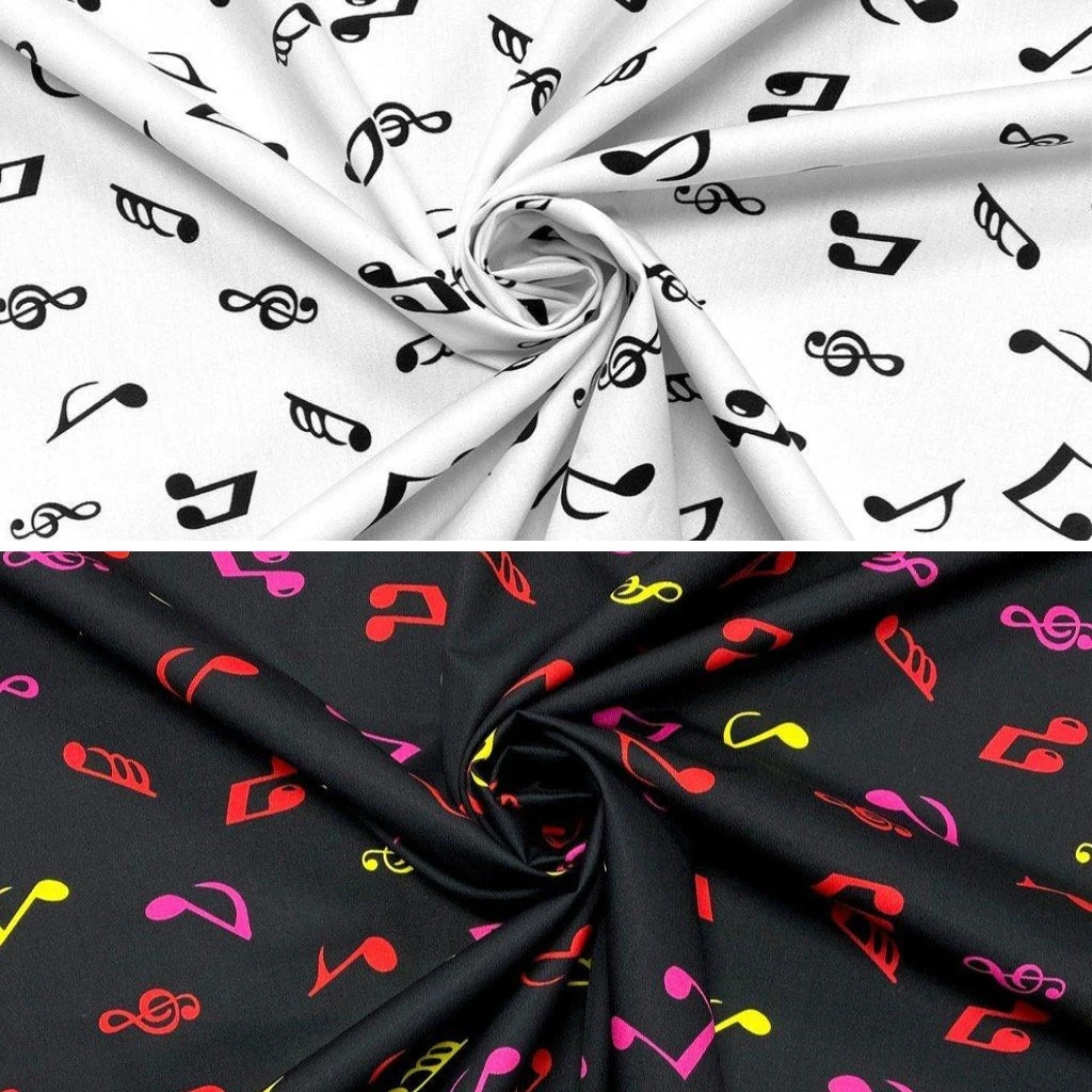 Musical Notes Rose & Hubble Cotton Poplin Fabric 1 Musical Notes Rose & Hubble Cotton Poplin Fabric