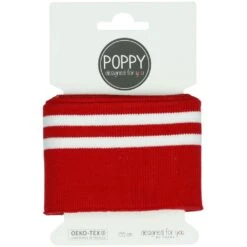 Premium Double Striped Ribbed Cuffs - 135cm Pre-Cut Cotton Ribbing 17 Premium Double Striped Ribbed Cuffs - 135cm Pre-Cut Cotton Ribbing -Pound Fabrics Sale Store Red