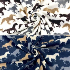 Premium Running Horses Anti-Pill Polar Fleece Fabric - 60" Wide