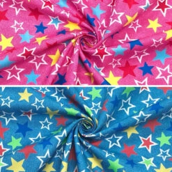 Rose & Hubble Multi-Colored Stars Denim Look Cotton Poplin Fabric