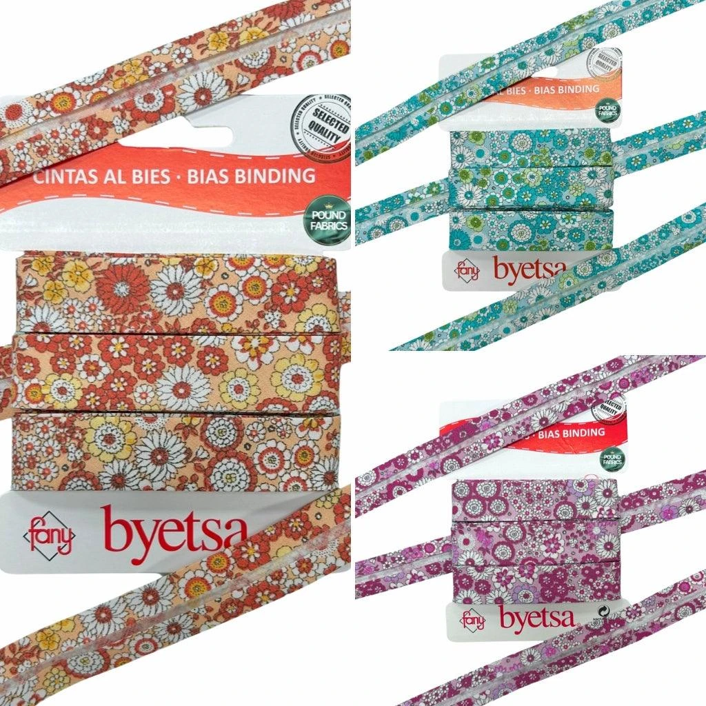 18mm Summer Floral Organic Cotton Bias Binding - 5 Metre Roll 1 18mm Summer Floral Organic Cotton Bias Binding - 5 Metre Roll