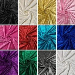 Premium Crushed Velvet Velour Fabric - 58" Width, Multiple Colors