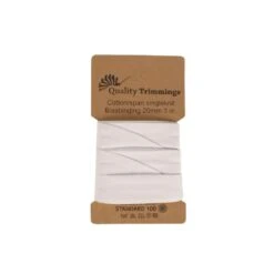 20mm Cotton Stretch Bias Binding Tape for Jersey and Elastic Fabrics (3m) -Pound Fabrics Sale Store White