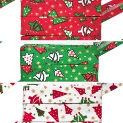 Christmas Tree Print Bias Binding Tape - 18mm Polycotton Trim (5 Metres)