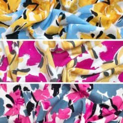 Abstract Floral Print Viscose Challis Fabric - Premium 100% Rayon