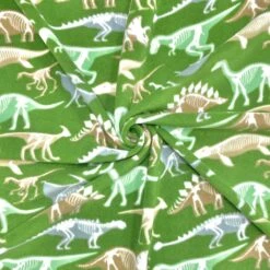 Green Dinosaur Skeleton Anti-Pill Polar Fleece Fabric