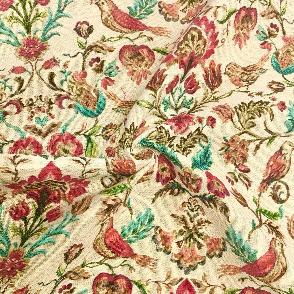 Floral Bird Tapestry Upholstery Fabric - Premium Woven Home Decor 2 Floral Bird Tapestry Upholstery Fabric - Premium Woven Home Decor - Image 2