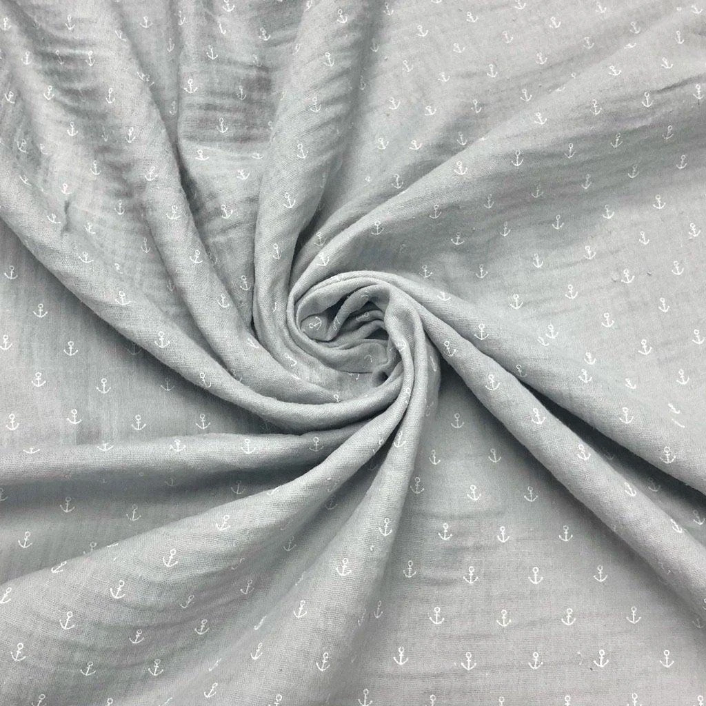 Mini Anchor Double Gauze Cotton Fabric - Breathable Nautical Material 5 Mini Anchor Double Gauze Cotton Fabric - Breathable Nautical Material - Image 5